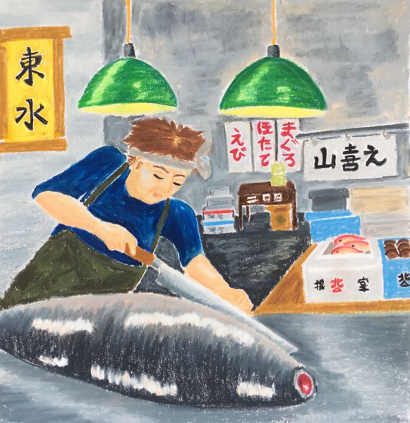 Fishmonger at the Tsukiji market